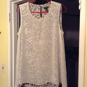 HSN Nina Leonard Chiffon Overlay Sleeveless Leopard Print Tunic Top W/ Tag Large